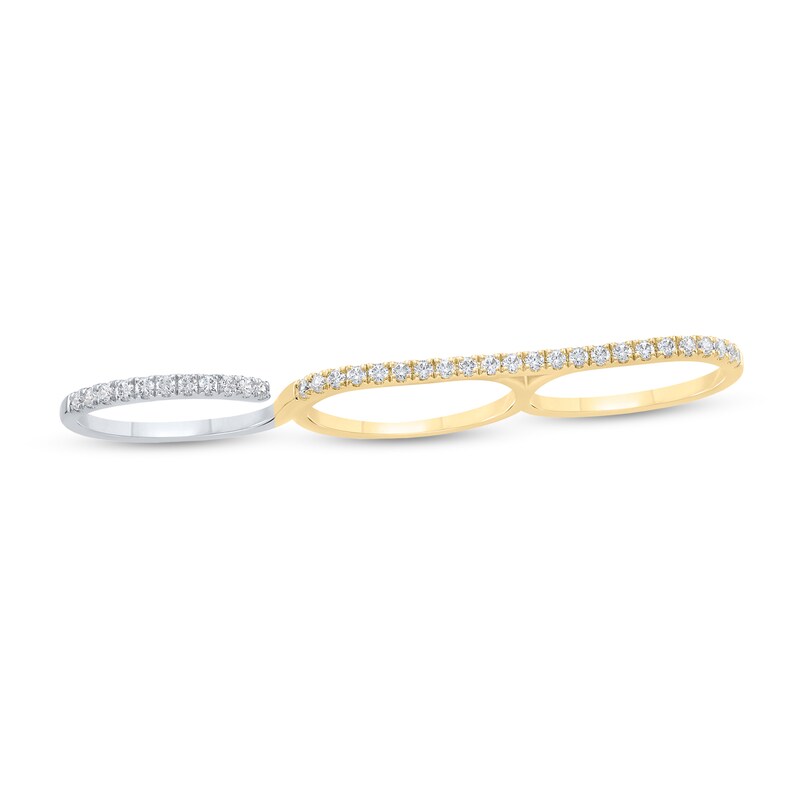 Main Image 2 of 3/4 CT. T.W. Certified Lab-Grown Diamond Three-Finger Ring in Sterling Silver and 10K Gold Plate (I/SI2)