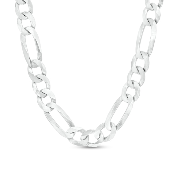 7.0mm Figaro Chain Necklace in Solid Sterling Silver - 24"