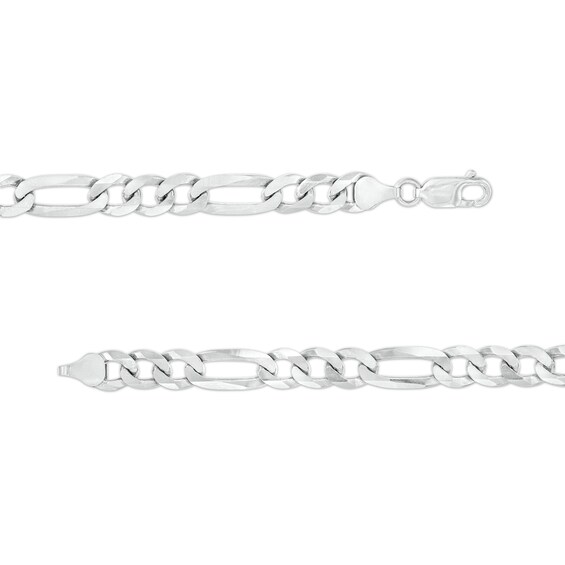 7.0mm Figaro Chain Necklace in Solid Sterling Silver - 24"