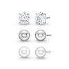 Thumbnail Image 0 of 7.0mm Cultured Freshwater Pearl, White Lab-Created Sapphire Solitaire and Ball Stud Earrings Set in Sterling Silver