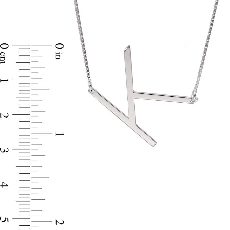 Main Image 2 of Sideways Uppercase Block Initial Necklace in Sterling Silver (1 Initial)