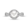 Thumbnail Image 4 of 7.0mm Button Freshwater Cultured Pearl and 1/10 CT. T.W. Diamond Infinity Twist Shank Ring in 10K White Gold
