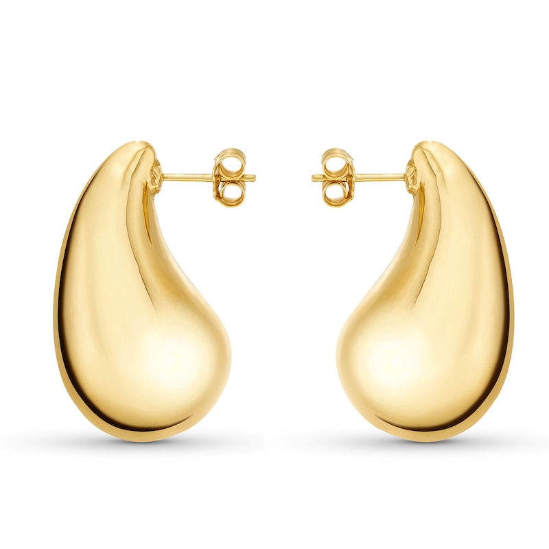 Main Image 1 of 18.0mm Polished Teardrop Stud Earrings in Sculpted Hollow 14K Gold