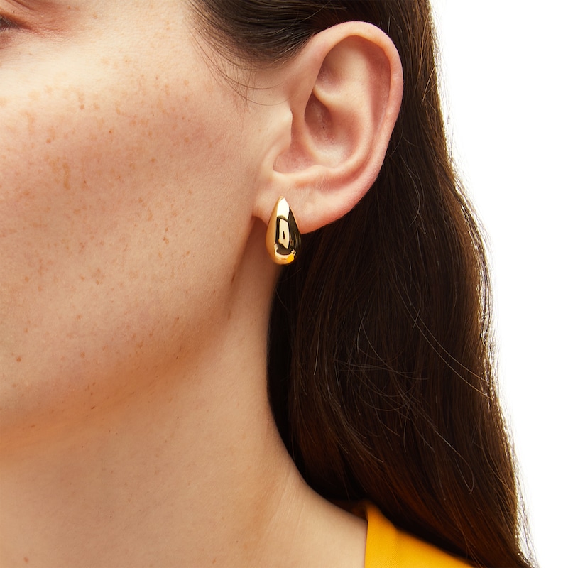 Main Image 2 of 18.0mm Polished Teardrop Stud Earrings in Sculpted Hollow 14K Gold