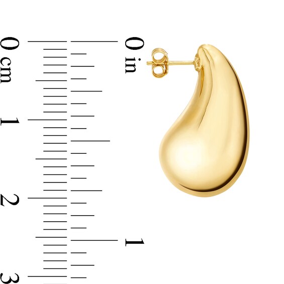 18.0mm Polished Teardrop Stud Earrings in Sculpted Hollow 14K Gold