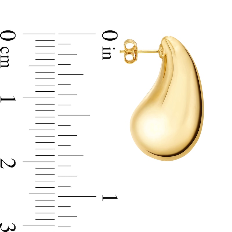 18.0mm Polished Teardrop Stud Earrings in Sculpted Hollow 14K Gold