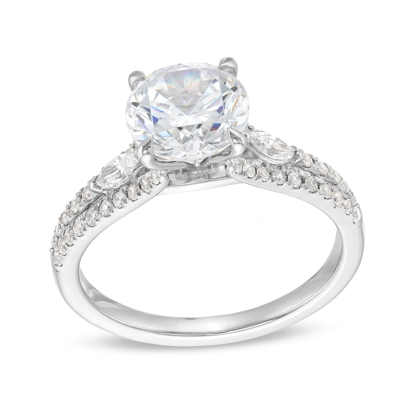 Main Image 1 of 2-1/3 CT. T.W. Certified Lab-Grown Diamond Leaf-Sides Split Shank Engagement Ring in 14K White Gold (F/VS2)