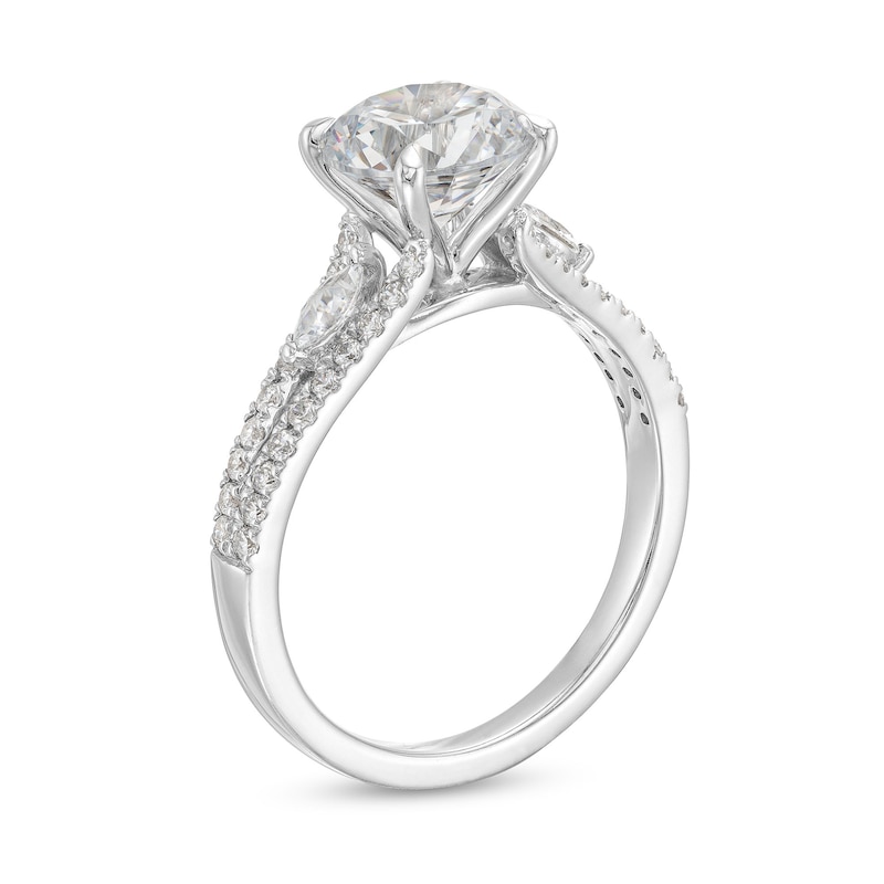 Main Image 3 of 2-1/3 CT. T.W. Certified Lab-Grown Diamond Leaf-Sides Split Shank Engagement Ring in 14K White Gold (F/VS2)