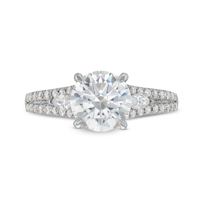 Main Image 4 of 2-1/3 CT. T.W. Certified Lab-Grown Diamond Leaf-Sides Split Shank Engagement Ring in 14K White Gold (F/VS2)