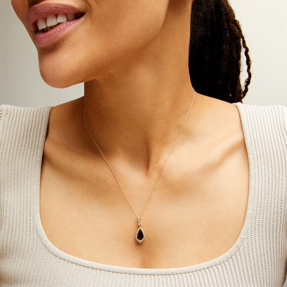 Pear-Shaped Smoky Quartz and 1/5 CT. T.w. Diamond Pendant in 10K Gold - 18â