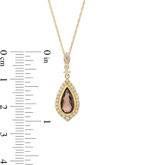 Pear-Shaped Smoky Quartz and 1/5 CT. T.w. Diamond Pendant in 10K Gold - 18â
