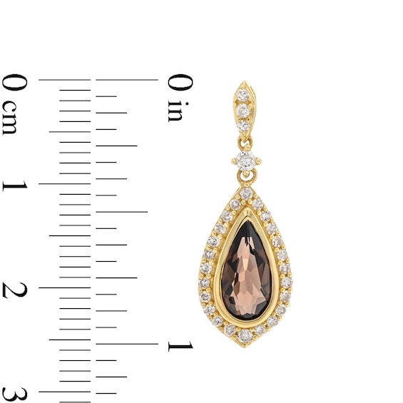 Pear-Shaped Smoky Quartz and 1/2 CT. T.w. Diamond Drop Earrings in 10K Gold