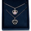 Thumbnail Image 0 of Enchanted Disney Pear-Shaped Onyx and Pink Lab-Created Sapphire with Diamond Two Piece Heart Pendant Set in Silver