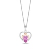 Thumbnail Image 3 of Enchanted Disney Pear-Shaped Onyx and Pink Lab-Created Sapphire with Diamond Two Piece Heart Pendant Set in Silver