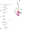 Thumbnail Image 5 of Enchanted Disney Pear-Shaped Onyx and Pink Lab-Created Sapphire with Diamond Two Piece Heart Pendant Set in Silver