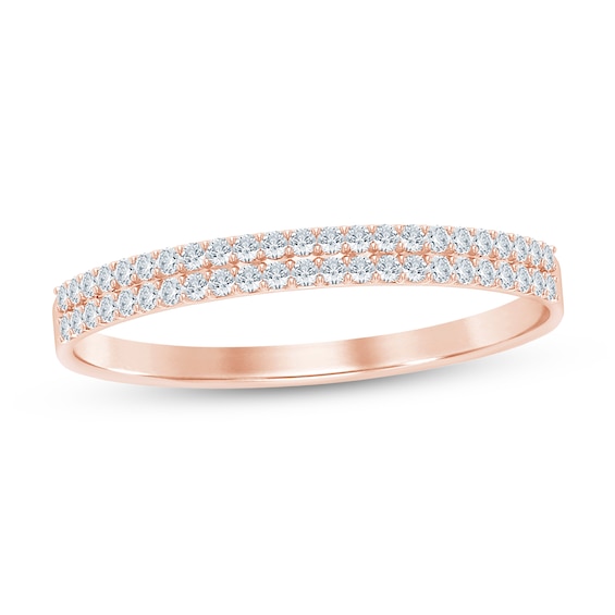 1/10 CT. T.w. Diamond Double Row Stackable Anniversary Band in 10K Rose Gold