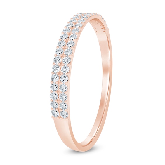 1/10 CT. T.w. Diamond Double Row Stackable Anniversary Band in 10K Rose Gold