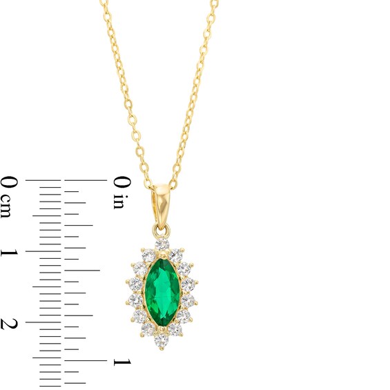 Lab-Created Emerald and White Lab-Created Sapphire Pendant, Ring and Earrings Set in Sterling Silver with Gold Plate