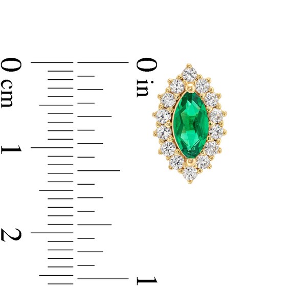 Lab-Created Emerald and White Lab-Created Sapphire Pendant, Ring and Earrings Set in Sterling Silver with Gold Plate