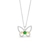 Thumbnail Image 1 of Lab-Created Emerald and White Lab-Created Sapphire "MOM" Butterfly Pendant in Sterling Silver and 14K Gold Plate