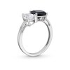 Thumbnail Image 3 of Cushion-Cut Black Onyx and Pear-Shaped White Lab-Created Sapphire Toi et Moi Ring in Sterling Silver