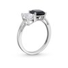 Thumbnail Image 2 of Cushion-Cut Black Onyx and Pear-Shaped White Lab-Created Sapphire Toi et Moi Ring in Sterling Silver