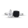 Thumbnail Image 4 of Cushion-Cut Black Onyx and Pear-Shaped White Lab-Created Sapphire Toi et Moi Ring in Sterling Silver