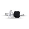 Thumbnail Image 3 of Cushion-Cut Black Onyx and Pear-Shaped White Lab-Created Sapphire Toi et Moi Ring in Sterling Silver