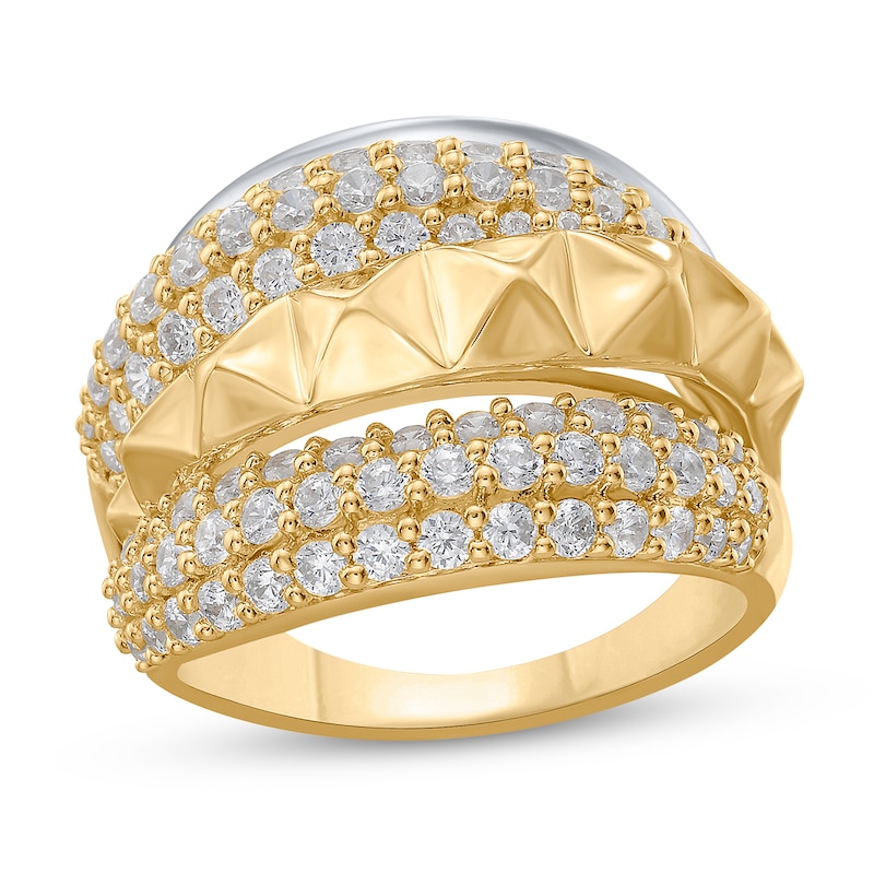 1-1/2 CT. T.W. Certified Lab-Created Diamond Multi-Row Ring in Sterling Silver and 10K Gold Plate (I/SI2)