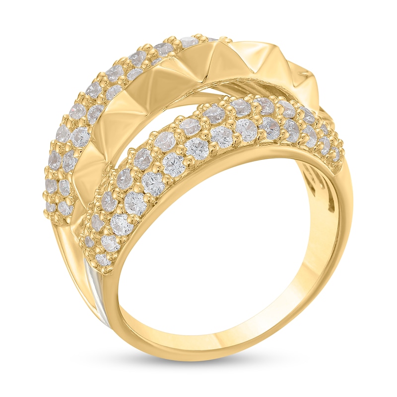 1-1/2 CT. T.W. Certified Lab-Created Diamond Multi-Row Ring in Sterling Silver and 10K Gold Plate (I/SI2)