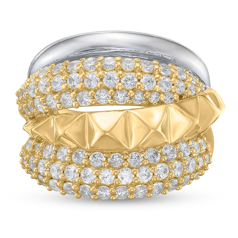 Main Image 3 of 1-1/2 CT. T.W. Lab-Grown Diamond Multi-Row Ring in Sterling Silver and 10K Gold Plate (I/SI2)