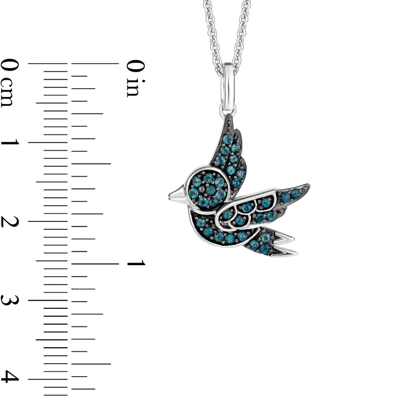 Main Image 3 of Enchanted Disney Cinderella London Blue Topaz Bird Pendant in Sterling Silver - 19"