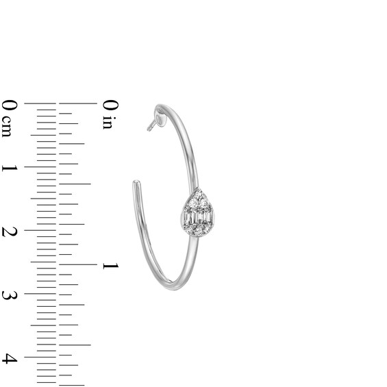 1/4 CT. T.w. Diamond Pear-Shaped Composite J-Hoop Earrings in 10K White Gold