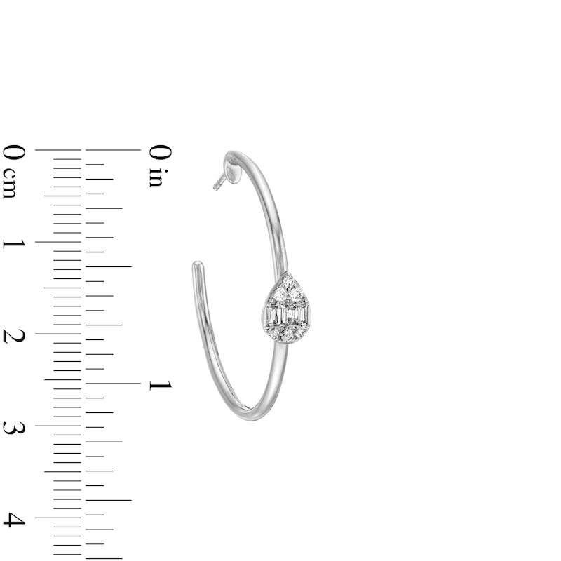 Main Image 3 of 1/4 CT. T.W. Diamond Pear-Shaped Composite J-Hoop Earrings in 10K White Gold