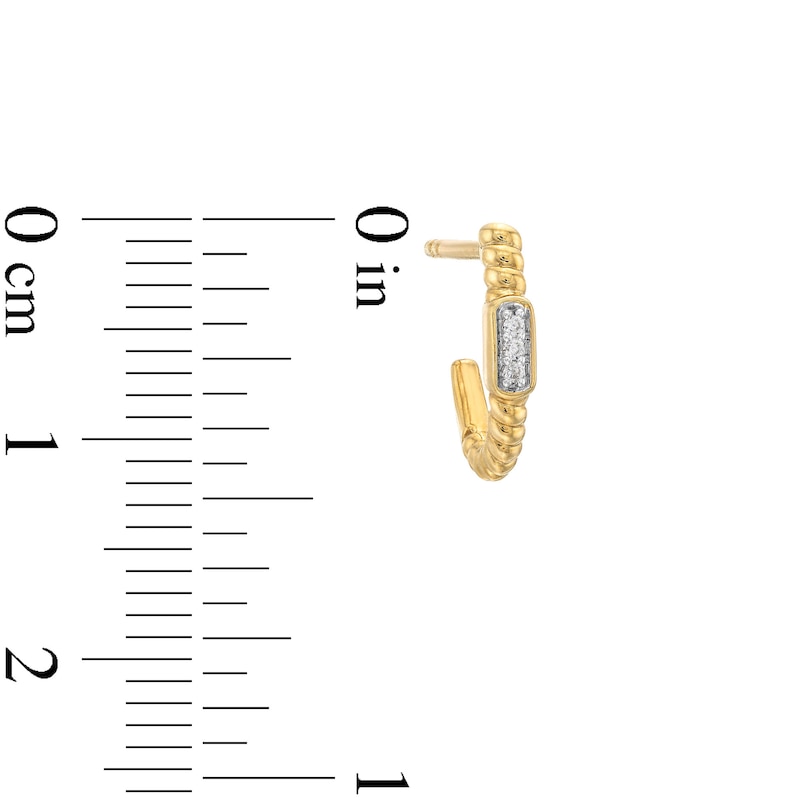 Main Image 3 of Diamond Accent Trio Rope-Textured J-Hoop Earrings in 10K Gold