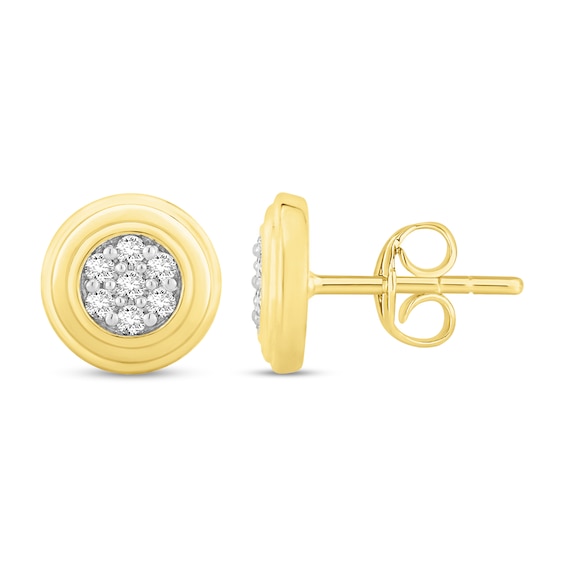1/4 CT. T.w. Certified Lab-Grown Multi-Diamond Grooved Frame Stud Earrings in 14K Gold (F/Si2)