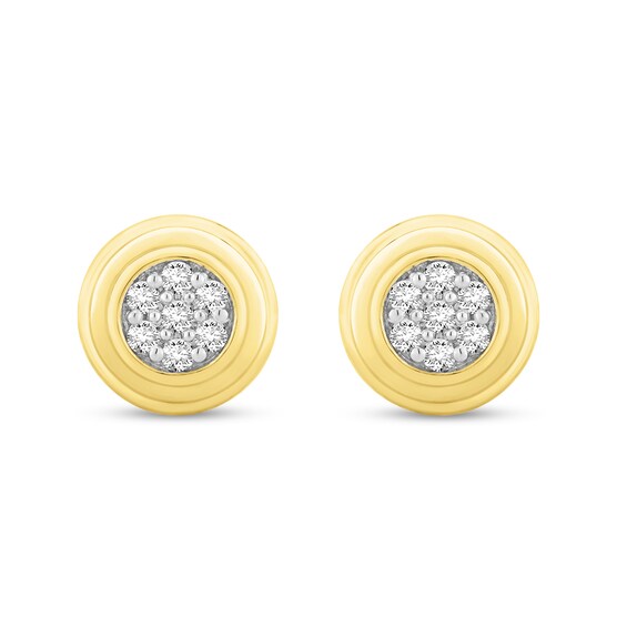 1/4 CT. T.w. Certified Lab-Grown Multi-Diamond Grooved Frame Stud Earrings in 14K Gold (F/Si2)