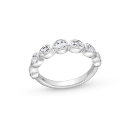1-1/4 CT. T.W. Multi-Shaped Certified Lab-Grown Diamond Bezel-Set Anniversary Band in 14K White Gold (F/VS2)