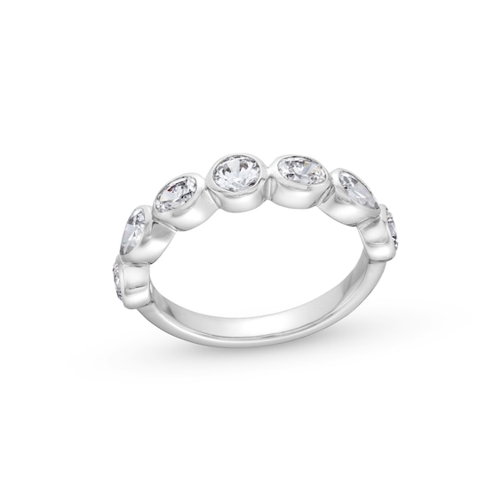 1-1/4 CT. T.w. Multi-Shaped Certified Lab-Grown Diamond Bezel-Set Anniversary Band in 14K White Gold (F/Vs2)