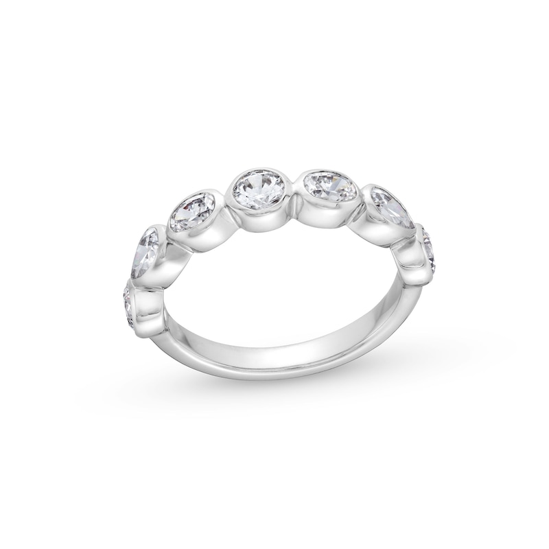 Main Image 1 of 1-1/4 CT. T.W. Multi-Shaped Certified Lab-Grown Diamond Bezel-Set Anniversary Band in 14K White Gold (F/VS2)
