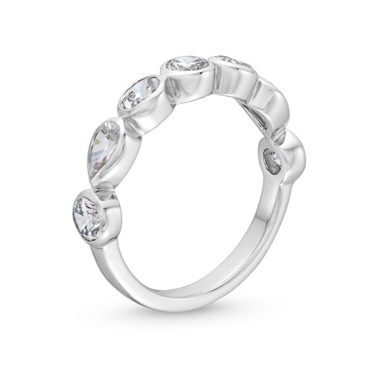 1-1/4 CT. T.w. Multi-Shaped Certified Lab-Grown Diamond Bezel-Set Anniversary Band in 14K White Gold (F/Vs2)
