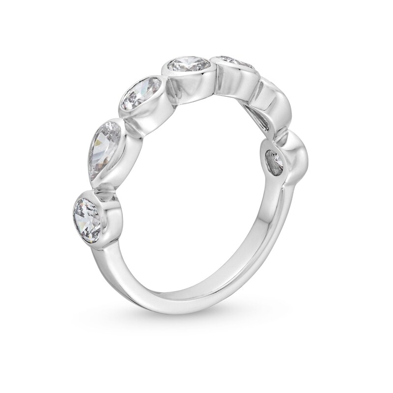Main Image 3 of 1-1/4 CT. T.W. Multi-Shaped Certified Lab-Grown Diamond Bezel-Set Anniversary Band in 14K White Gold (F/VS2)