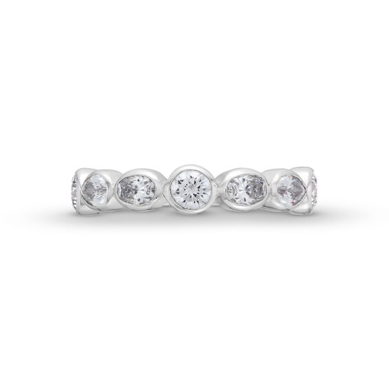 1-1/4 CT. T.w. Multi-Shaped Certified Lab-Grown Diamond Bezel-Set Anniversary Band in 14K White Gold (F/Vs2)