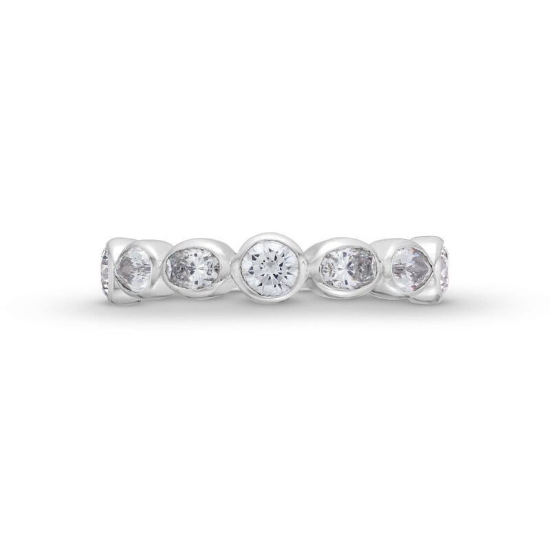 Main Image 4 of 1-1/4 CT. T.W. Multi-Shaped Certified Lab-Grown Diamond Bezel-Set Anniversary Band in 14K White Gold (F/VS2)