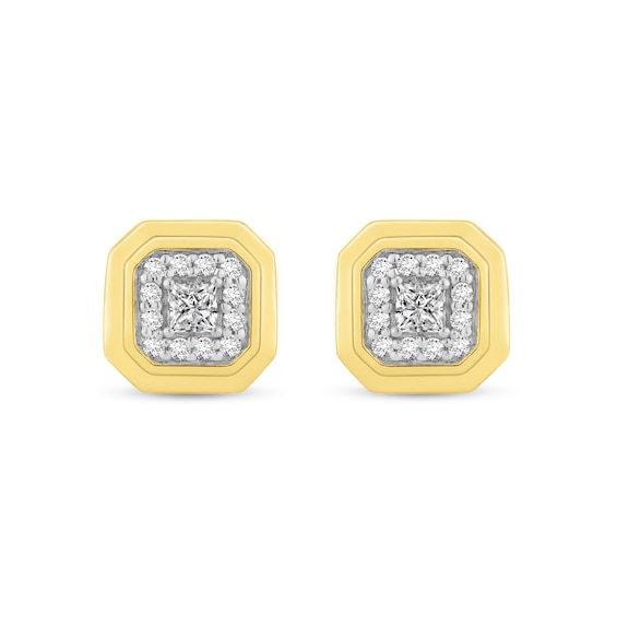 1/4 CT. T.w. Princess-Cut and Round Certified Lab-Grown Multi-Diamond Octagon Stud Earrings in 14K Gold (F/Si2)