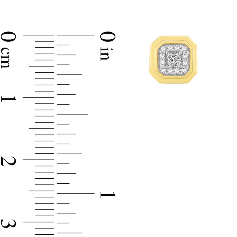 Main Image 3 of 1/4 CT. T.W. Princess-Cut and Round Certified Lab-Grown Multi-Diamond Octagon Stud Earrings in 14K Gold (F/SI2)