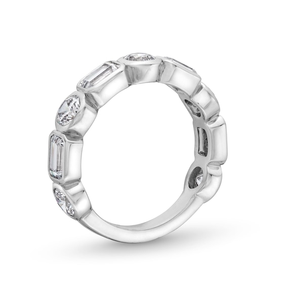 2-5/8 CT. T.w. Emerald-Cut and Round Certified Lab-Grown Diamond Bezel-Set Anniversary Band in 14K White Gold (F/Vs2)