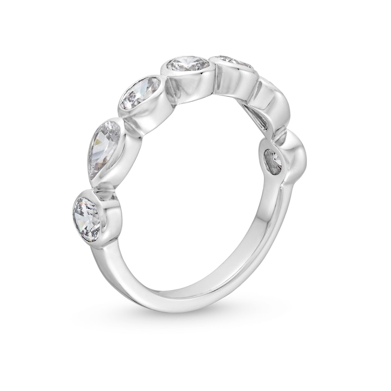 2-5/8 CT. T.W. Emerald-Cut and Round Certified Lab-Created Diamond Bezel-Set Anniversary Band in 14K White Gold (F/VS2)