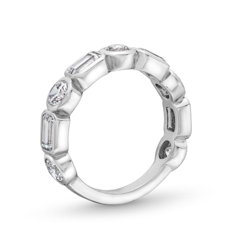 Main Image 3 of 2-5/8 CT. T.W. Emerald-Cut and Round Certified Lab-Grown Diamond Bezel-Set Anniversary Band in 14K White Gold (F/VS2)