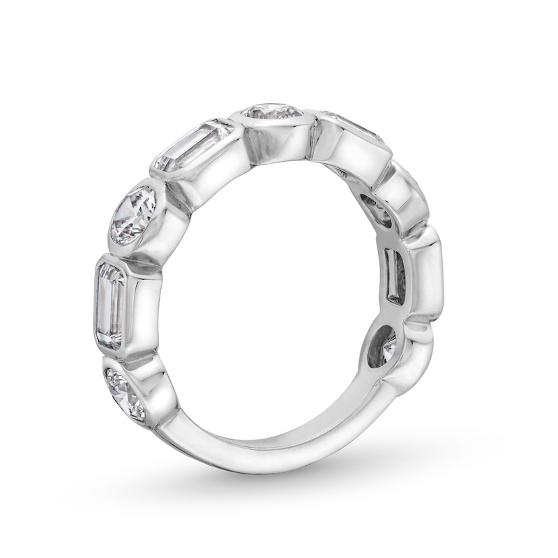 2-5/8 CT. T.W. Emerald-Cut and Round Certified Lab-Created Diamond Bezel-Set Anniversary Band in 14K White Gold (F/VS2)